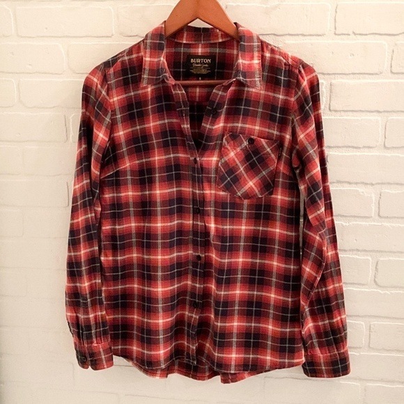 Burton Women’s button down Shirt Plaid Flannel 100% cotton Grungy S - Picture 5 of 14